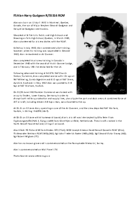 A preview of a PDF biography for Gudgeon, Alan Harry